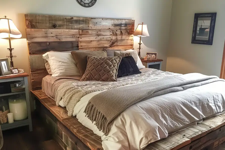 DIY pallet projects - Rustic Headboard and bedframe - Tampa Florida