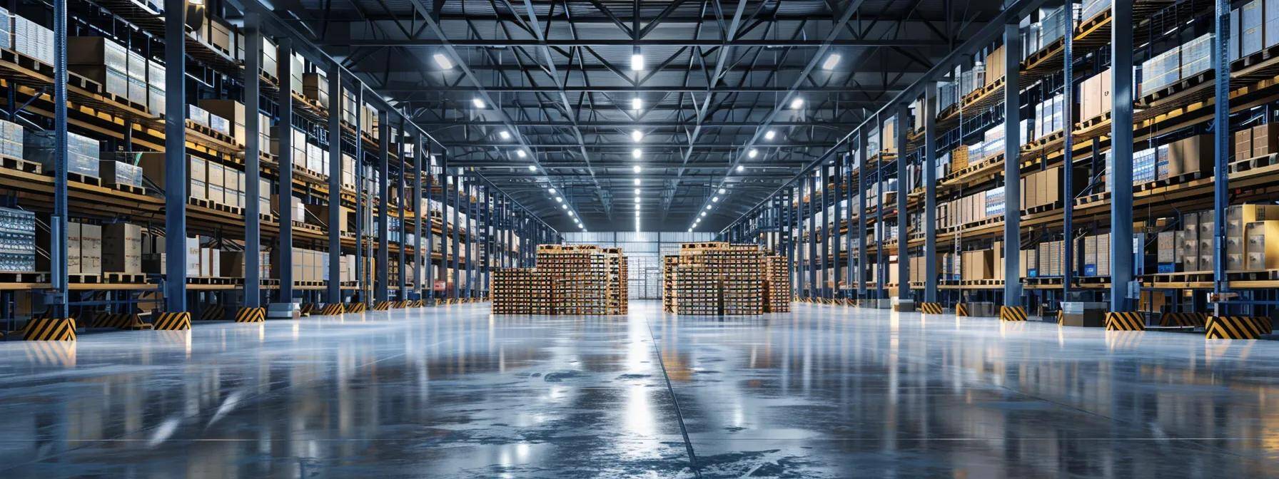 a sleek, modern warehouse interior showcases a strategic logistics operation, with rows of custom-designed pallets efficiently organizing goods, illuminated by bright overhead lighting that highlights the precision of inventory management systems in action. a sleek, modern warehouse interior showcases a strategic logistics operation, with rows of custom-designed pallets efficiently organizing goods, illuminated by bright overhead lighting that highlights the precision of inventory management systems in action.