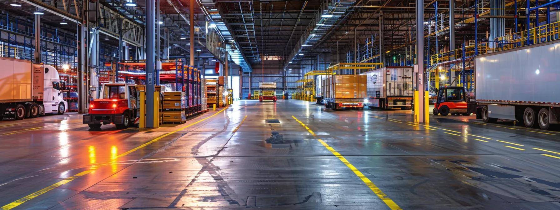a vibrant warehouse setting showcases a fleet of custom pallets efficiently loaded onto trucks, with automated systems and tracking screens in the background, illustrating the cost-saving advantages and enhanced logistics efficiency in transport operations between tampa and orlando. a vibrant warehouse setting showcases a fleet of custom pallets efficiently loaded onto trucks, with automated systems and tracking screens in the background, illustrating the cost-saving advantages and enhanced logistics efficiency in transport operations between tampa and orlando.