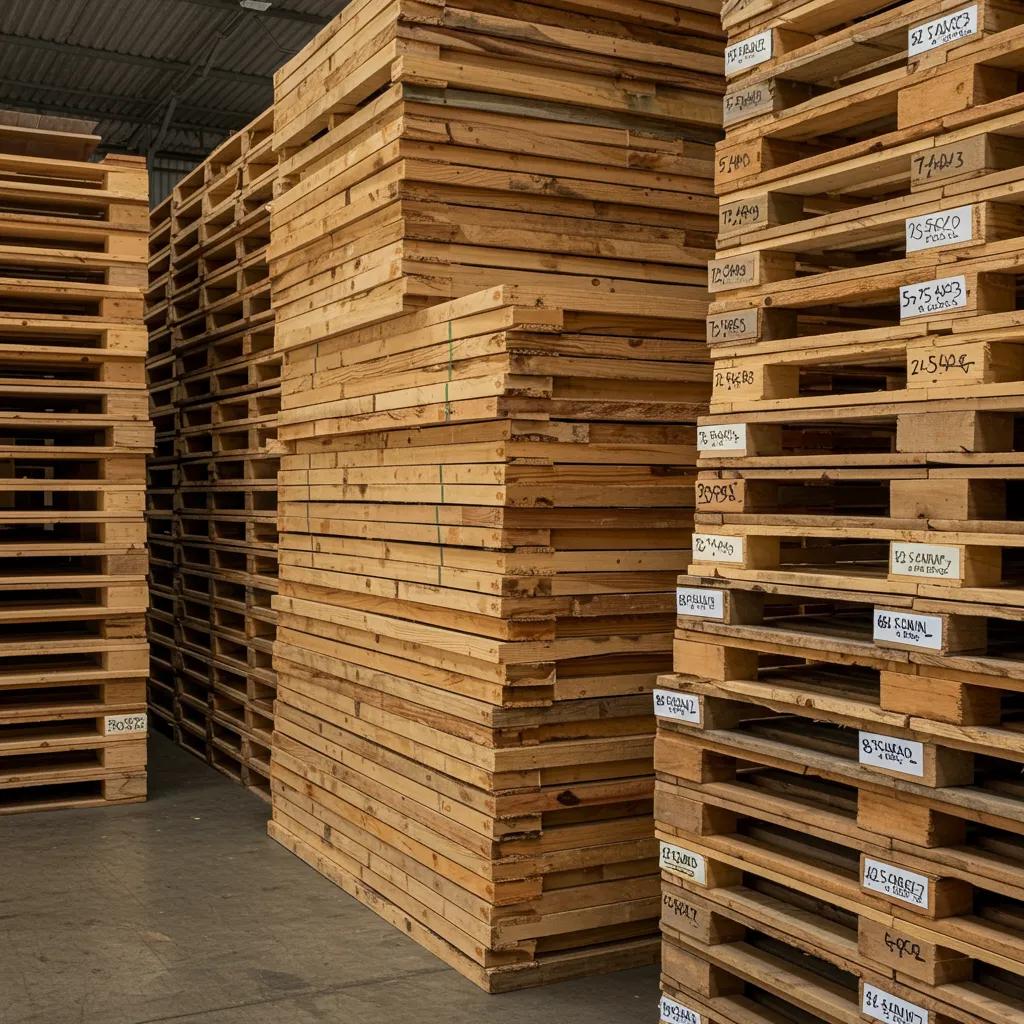 Variety of quality wooden pallets in a well-organized warehouse, emphasizing local sourcing in Lakeland, FL