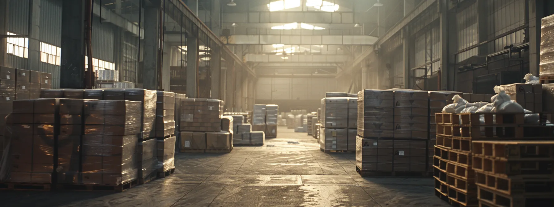 a sharply focused warehouse interior showcases neatly stacked quality pallets, highlighting their sturdy design and organized arrangement, with logistics professionals efficiently managing the flow of goods in a well-lit, bustling environment. a sharply focused warehouse interior showcases neatly stacked quality pallets, highlighting their sturdy design and organized arrangement, with logistics professionals efficiently managing the flow of goods in a well-lit, bustling environment.