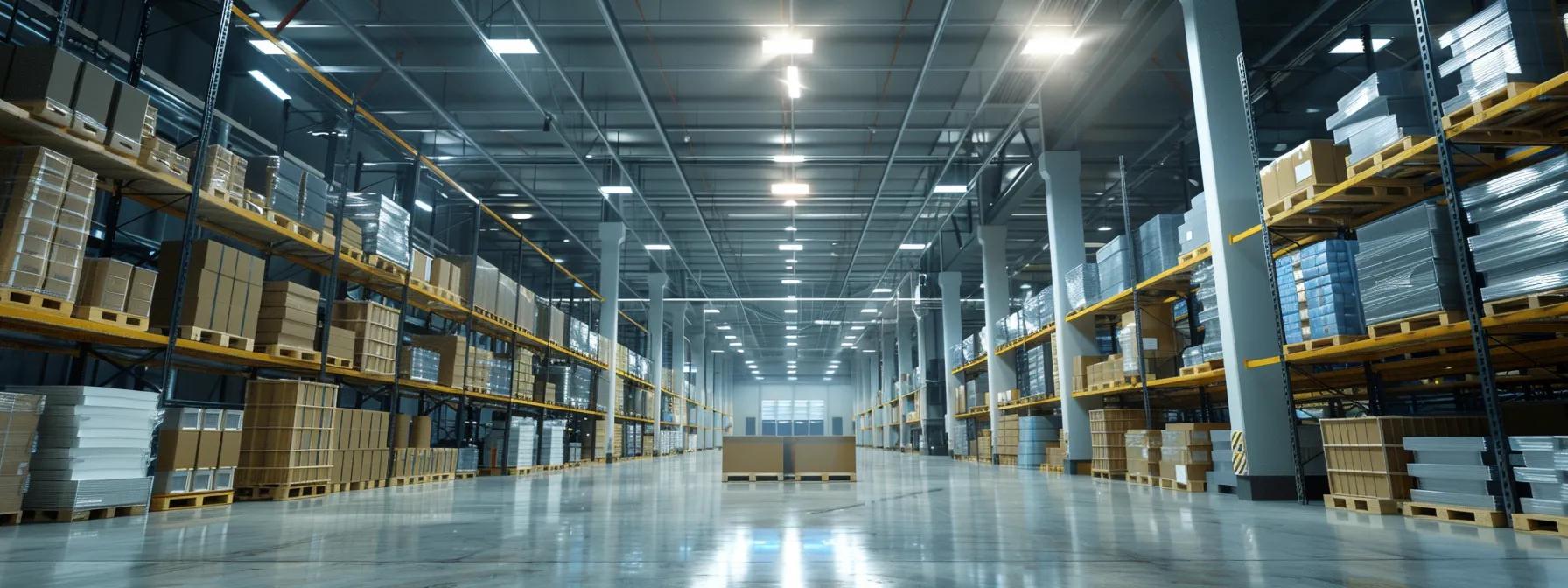 a sleek, modern warehouse interior showcases a high-density pallet racking system filled with w w pallets, illuminated by bright overhead lighting and featuring advanced automation technology in action, symbolizing streamlined operational efficiency. a sleek, modern warehouse interior showcases a high-density pallet racking system filled with w w pallets, illuminated by bright overhead lighting and featuring advanced automation technology in action, symbolizing streamlined operational efficiency.