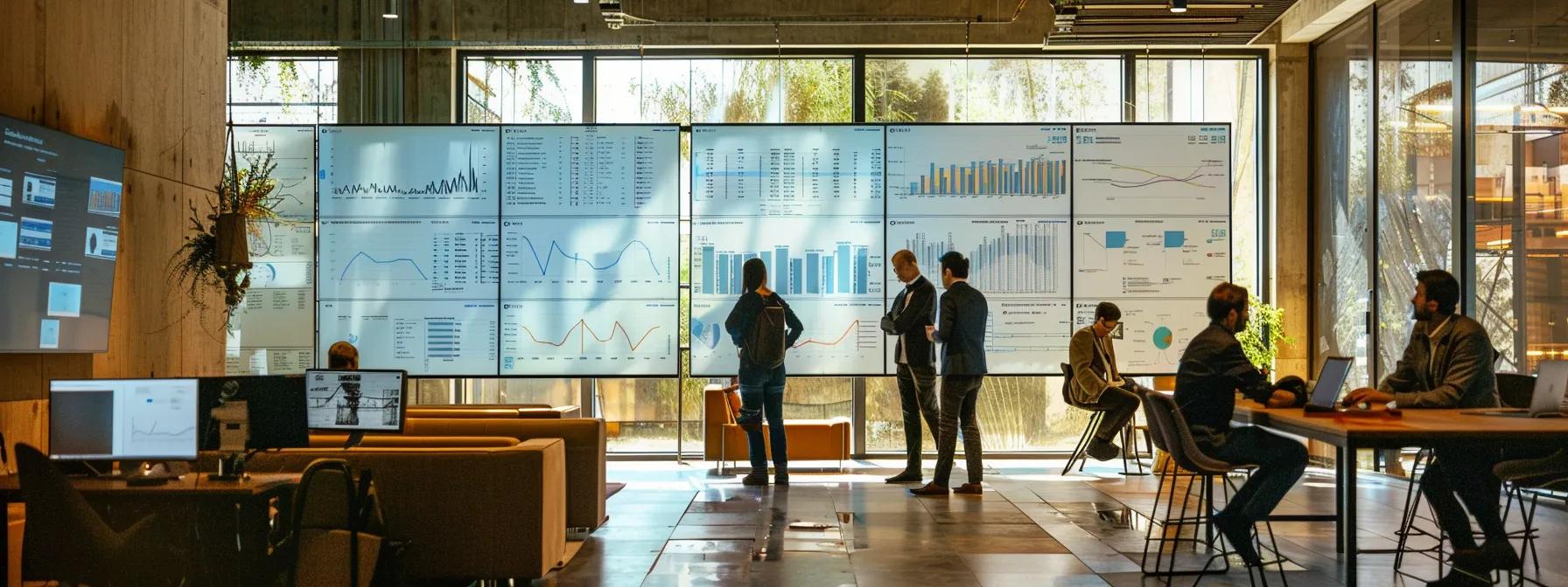 a modern logistics office filled with focused professionals discussing pallet supply, surrounded by detailed delivery schedules and charts displayed on a large screen, emphasizing transparency and efficiency in operations. a modern logistics office filled with focused professionals discussing pallet supply, surrounded by detailed delivery schedules and charts displayed on a large screen, emphasizing transparency and efficiency in operations.