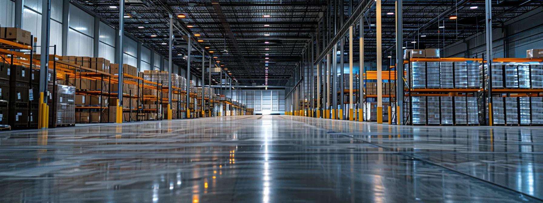 a sleek manufacturing facility in lakeland, fl, showcases custom-sized pallets stacked efficiently, with bright overhead lighting highlighting their impeccable craftsmanship and tailored designs for diverse business needs.