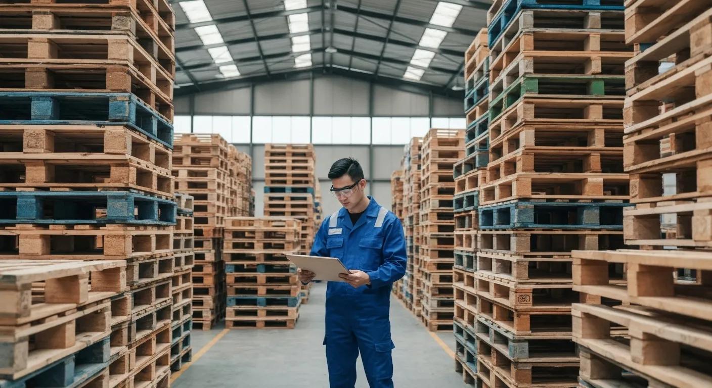 Diverse pallets in a warehouse, emphasizing local pallet supply and logistics efficiency