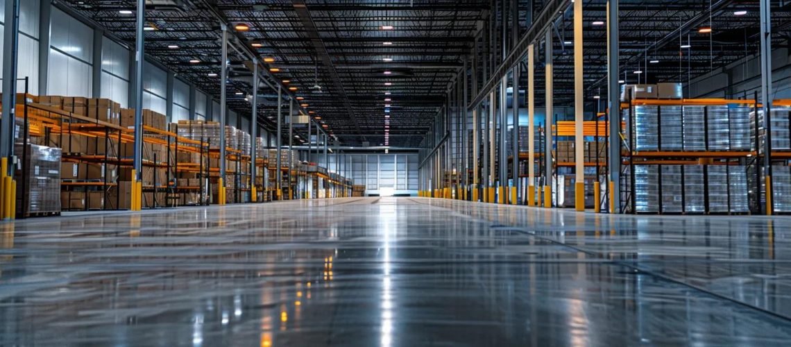 a sleek manufacturing facility in lakeland, fl, showcases custom-sized pallets stacked efficiently, with bright overhead lighting highlighting their impeccable craftsmanship and tailored designs for diverse business needs.